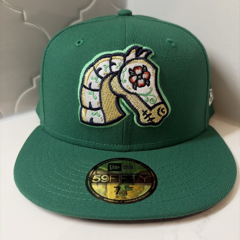 New Era Charlotte Knights Copa MiLB 59FIFTY Green Fitted Hat Size 7 1/4